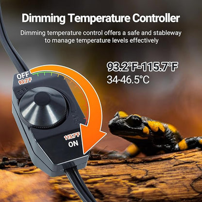 REPTI ZOO 8" X 12" Reptile Heat Pad Fast Heating Pad with Adjust Knob 16W Reptile Heat Mat for Turtles/Hermit Crabs/Bearded Dragons/Leopard Geckos/Snakes/Lizards, and Seed Germination REPTIZOO