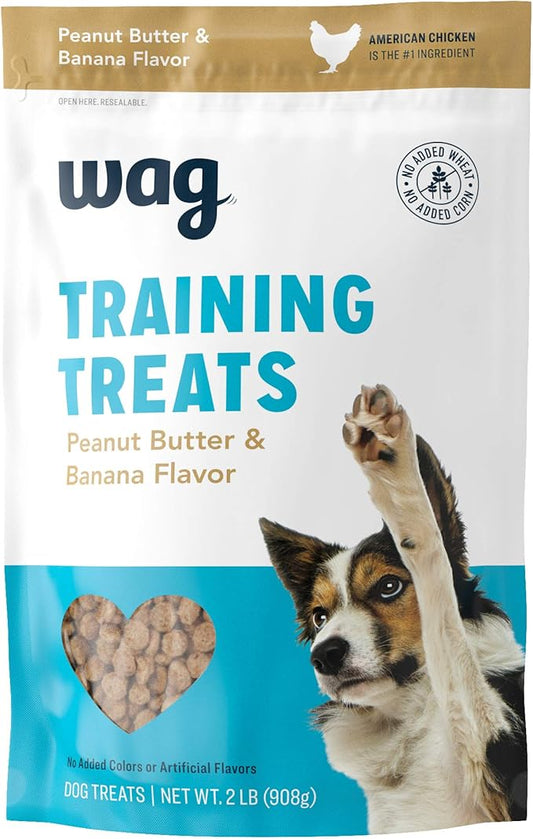 Amazon Brand - Wag Peanut Butter & Banana Flavor Training Treats for Dogs, 2 pound (pack of 1) - PAWPICO