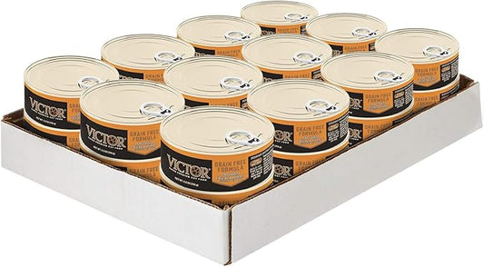 Victor Super Premium Cat Food – Grain Free Shredded Chicken Dinner Cuts in Gravy – Grain Free Canned Wet Food for Indoor and Outdoor Cats - All Breed Sizes, 24 x 5.5 oz Cans - PAWPICO