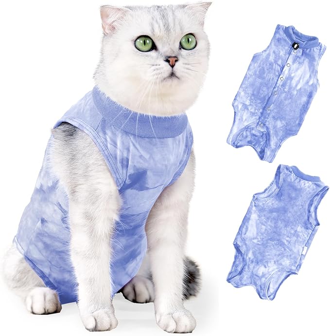 Cat Recovery Suit for Abdominal Wounds or Skin Diseases, Breathable Cat Surgery Recovery Suit E-Collar Alternative for Cats, After Surgery Wear Surgical Suit for Cats Anti Licking Wounds Kodervo