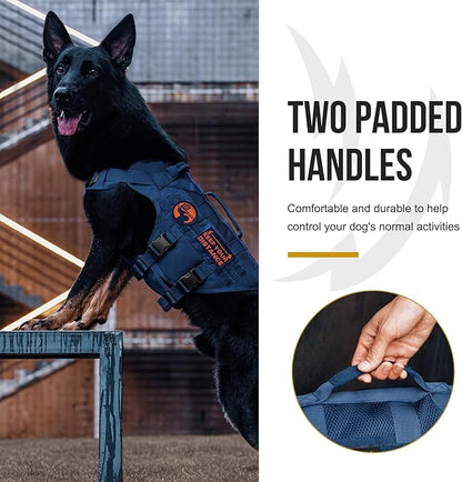 OneTigris Tactical Dog Harness for Small Medium Large Dog, Mesh Design Service Dog Vest Breathable Military Dog Molle Vests with Handles, Harness for Walking Hiking Training (Blue, S) OneTigris