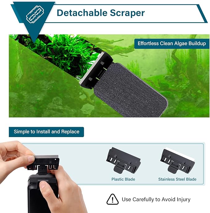 hygger Aquarium Magnetic Glass Cleaner, Algae Scraper for Fish Tank Cleaning with Two Detachable Blade, Magnet Floating Design Scrubbing Brush hygger