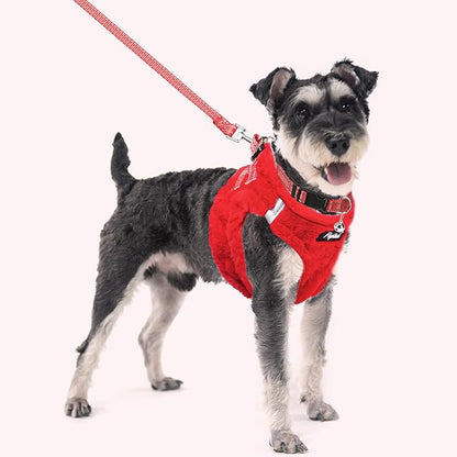 PUPTECK Adjustable Dog Harness Collar and Leash Set Step in No Pull Pet Harness for Small Medium Dogs Puppy and Cats Outdoor Walking Running, Soft Mesh Padded Reflective Vest Harnesses, Red M PUPTECK