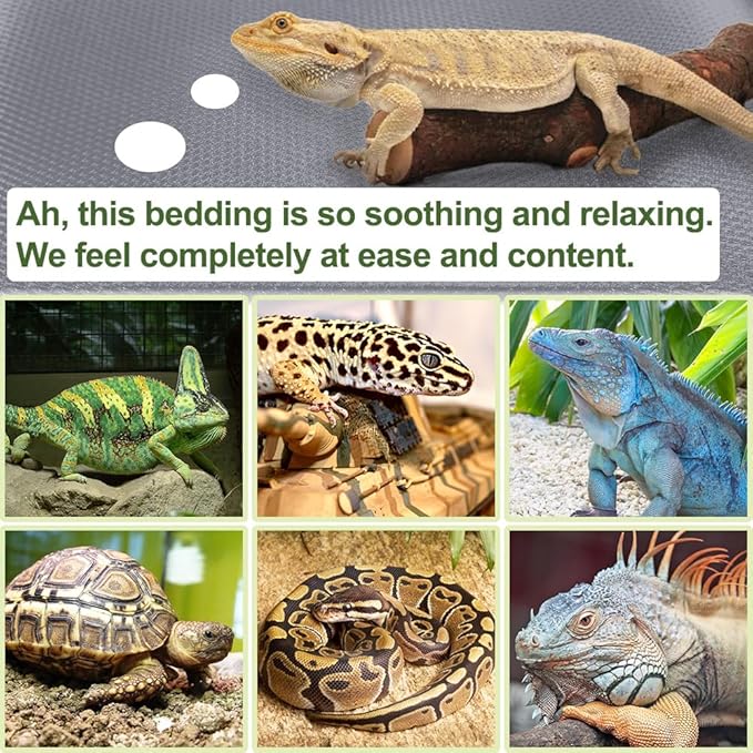 Reptile Carpet, Reptile Mat, Bearded Dragon, Leopard Gecko Substrate,Bearded Dragon Tank Flooring, Snake,Tortoise Bedding, Bearded Dragon Tank Accessories (18"X 79", 3 PCS,Grey Thicker Mat) TCYPUHL