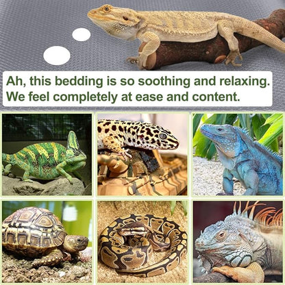 Reptile Carpet, Reptile Mat, Bearded Dragon, Leopard Gecko Substrate,Bearded Dragon Tank Flooring, Snake,Tortoise Bedding, Bearded Dragon Tank Accessories (18"X 79", 3 PCS,Grey Thicker Mat) TCYPUHL