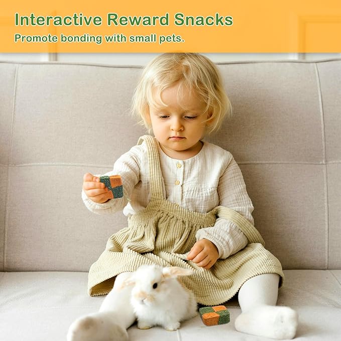 Fhiny 24 PCS Rabbit Chew Toys, Natural Timothy Hay Carrot Biscuit Handmade Bunny Molar Toys for Teeth Small Animal Snacks for Rabbits Guinea Pigs Chinchillas Hamsters Gerbils Fhiny