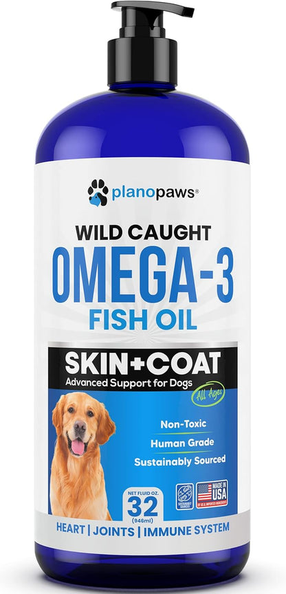 Omega 3 Fish Oil for Dogs - Better Than Salmon Oil for Dogs - Dog Fish Oil Supplement - Reduce Shedding & Itching - Supports Joints, Brain, Heart Health- Dog Skin and Coat Supplement - Fish Oil Liquid planopaws