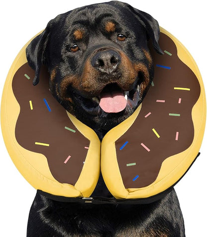 Dog Cone Collar for Small Medium Large Dogs for After Surgery, Pet Inflatable Neck Donut Collar Soft Protective Recovery Cone for Dogs and Cats - Alternative E Collar Does not Block Vision - Brown,XL MIDOG