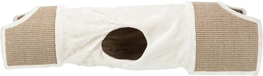 TRIXIE Cat Tunnel for Indoor Cats - Cozy Peekaboo Cat Cave Including Dangling Cat Toys - with Sturdy Sisal Scratching Surfaces - Collapsable and Easy to Store Cat Tube - in Cream - PAWPICO
