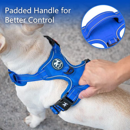 PoyPet No Pull Dog Harness, No Choke Reflective Dog Vest, Adjustable Pet Harnesses with Easy Control Padded Handle for Small Medium Large Dogs(Royal Blue,S) PoyPet