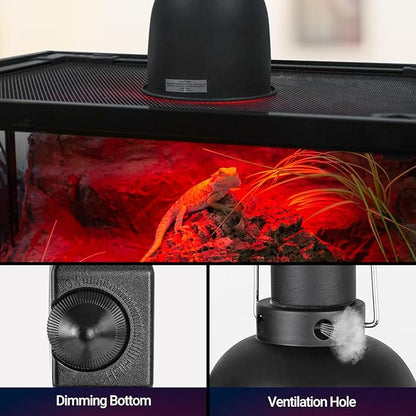 REPTI ZOO Reptile Light Fixture with Dimmable Switch,5.5 inch Deep Dome Lamp Fixture for Reptile Tank Terrarium,Optical Reflection Cover for UVB UVA Bulb Basking Heat Bulb REPTIZOO
