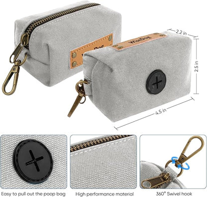 Wisedog Dog Collar and Leash Set Combo: Adjustable Pet Collars with Dog Leashes for Small Medium Large Dogs,Includes 1 Bonus of Poop Bag Holder (L(Collar:14"-22";Leash:5 ft), Grey) WisedogPetSupplies