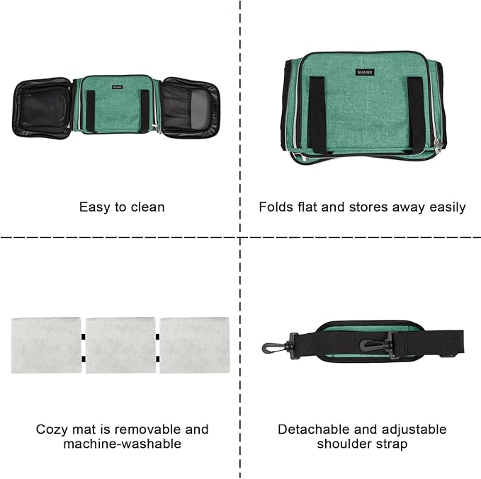 BAGLHER Cat Carrier Bag,Airline Approved Pet Carrier Soft Side Pet Travel 5 Sides Open Doors 3 Sides Expandable Foldable Dog Carrier with Fleece Pad - PAWPICO
