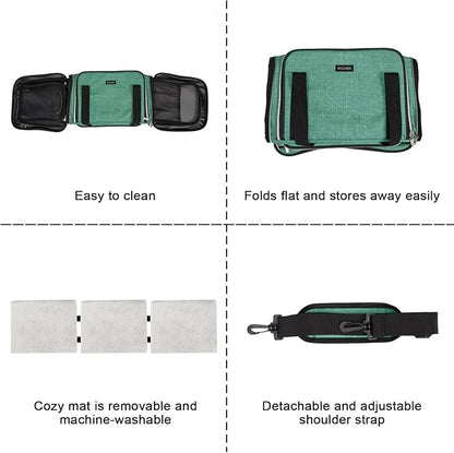 BAGLHER Cat Carrier Bag,Airline Approved Pet Carrier Soft Side Pet Travel 5 Sides Open Doors 3 Sides Expandable Foldable Dog Carrier with Fleece Pad - PAWPICO