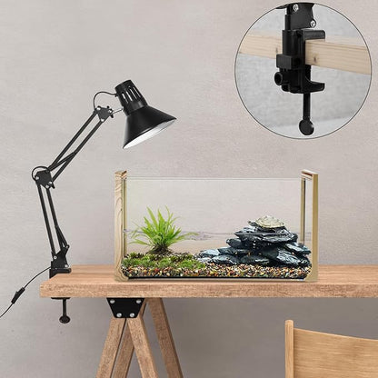 Reptile Heat lamp Reptile Light Fixture, Tall Heat Lamp Stand Reptile Lamp Stand with Lampshade Height Range from 15.7inch to 74.3inch with 360°Adjustable Swing Arm DXOVEEN
