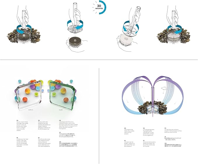 biOrb Classic 60 Acrylic 16-Gallon Aquarium with Multi-Color Remote-Controlled LED Lights Modern Tank for Tabletop Display, Silver biOrb