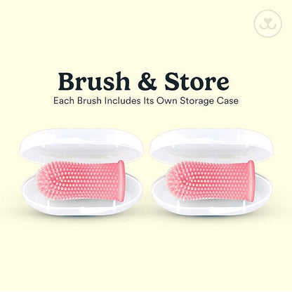 Jasper Dog Toothbrush, 360º Dog Tooth Brushing Kit, Cat Toothbrush, Dog Teeth Cleaning, Dog Finger Toothbrush, Dog Tooth Brush for Small & Large Pets, Dog Toothpaste Not Included - Pink 2-Pack JASPER%C2%AE