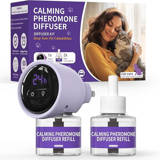 lesotc Cat Pheromones Calming Diffuser Effectively Relieve Anxiety Stress Cat Calming Diffuser Multicat Pheromones Diffuser Refill Reduce Fighting Spraying and Scratching Calm Relaxing Fits All Cats lesotcbrand