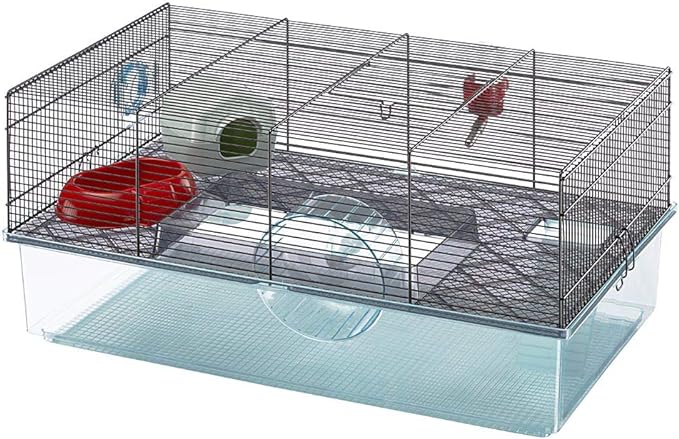Ferplast Favola Hamster Cage Includes Free Water Bottle, Exercise Wheel, Food Dish & Hamster Hide-Out Large Hamster Cage Measures 23.6L x 14.4W x 11.8H-Inches Ferplast