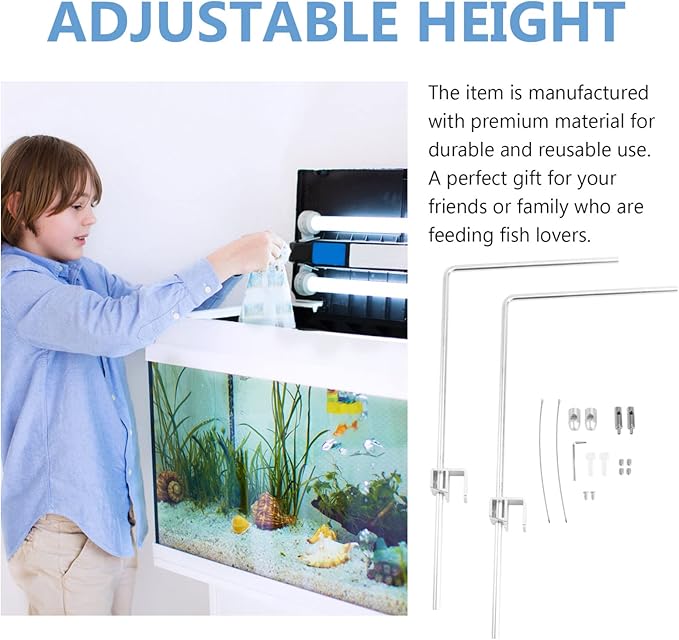 Totority Fish Tank Lighting Holder Bracket Support Aquarium Light Rack LED Light Lamp Aquarium Light Stand Kit Silver Happyforkidstogrowup