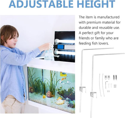 Totority Fish Tank Lighting Holder Bracket Support Aquarium Light Rack LED Light Lamp Aquarium Light Stand Kit Silver Happyforkidstogrowup