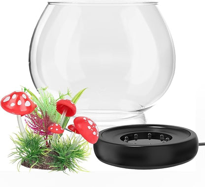 hygger 0.5 Gallon/1 Gallon Glass Fish Bowl with LED Light and Decor, Small Round Betta Fish Tank Goldfish Bowl, Round Clear Unbreakable Aquarium/Vase/Hydroponic Plant Terrarium, Nice Centerpieces hygger