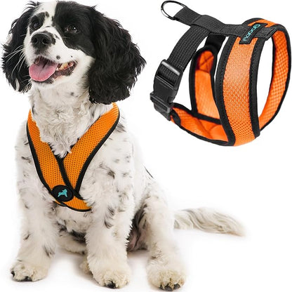 Gooby Comfort X Head in Harness - Orange, Small - No Pull Small Dog Harness, Patented Choke-Free X Frame - On The Go Dog Harness for Medium Dogs No Pull or Small Dogs for Indoor and Outdoor Use Gooby