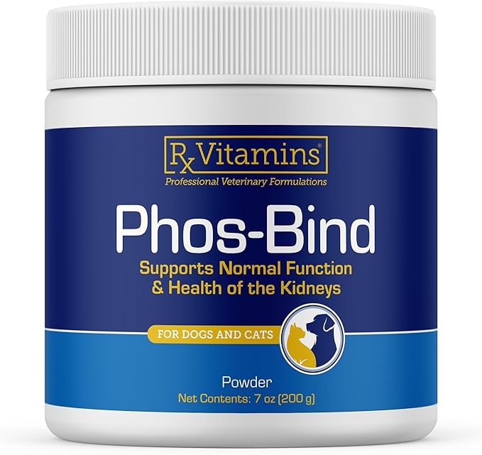 Rx Vitamins Phos-Bind - Kidney Support Supplement Powder - Phosphate Binder for Cats & Dogs for Kidney Health - Supports Normal Kidney Cleanse and Essential Kidney Care - 200g RxVitamins
