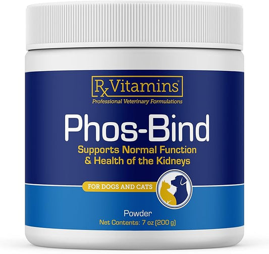 Rx Vitamins Phos-Bind - Kidney Support Supplement Powder - Phosphate Binder for Cats & Dogs for Kidney Health - Supports Normal Kidney Cleanse and Essential Kidney Care - 200g RxVitamins