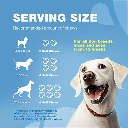 Hemp Calming Chews for Dogs - Dog Calming Treats - Anxiety Relief for Dogs with L-Theanine, Chamomile Extract, Valerian Root - Dog Anxiety Relief for Travel, Vet Visits, Thunderstorms, Nail Trimming CHEWIA