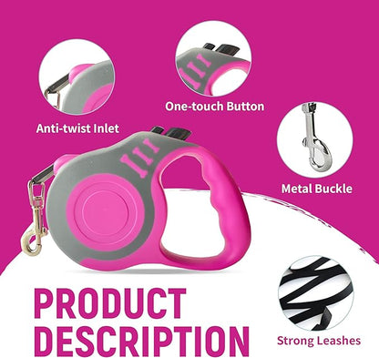 Retractable Dog Leash Automatic Telescopic Tractor Dog Tape, Pet Tape 10/16 FT Durable and Convenient, with Folding Bowl, Dispenser, Rubbish Bags, Suitable for Small and Medium Dogs - PAWPICO