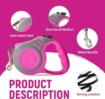 Retractable Dog Leash Automatic Telescopic Tractor Dog Tape, Pet Tape 10/16 FT Durable and Convenient, with Non-Slip Handle, Suitable for Small and Medium-Sized Dogs - PAWPICO