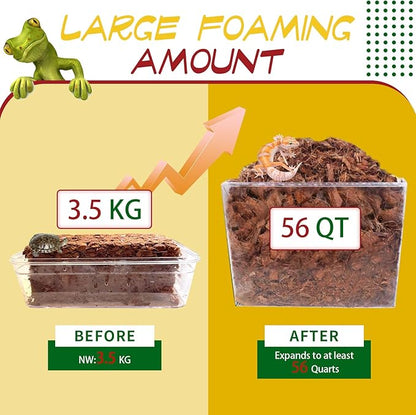LEICHTEN 7.7LB Coconut Husk Substrate for Reptiles,56 Quart Compressed Coconut Fiber Chips Bearded Dragon Leopard Gecko Snake Bedding Ball Python Tank Accessories LEICHTEN