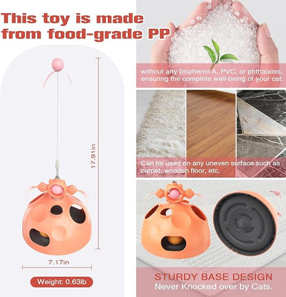 4 in 1 Cat Puzzle Toy for Indoor Cats, Cat Treat Puzzle, Modular Design with Cat Puzzle Feeder, Ambush Wand Dancer, Hide Rolling Ball Maze,Spinning Ball, Cat Enrichment Toys for Indoor Cats - PAWPICO