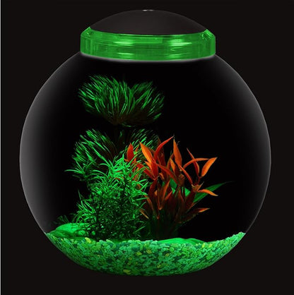 Koller Products 3-Gallon Globe Fish Bowl, Impact- Resistant Plastic Fish Tank with LED Lighting, Crystal-Clear Clarity, Desktop Aquarium Tank for Betta Nano Goldfish Peacockfish Zebrafish, Home Décor DISCOVERTHEEXCITINGWORLDOFKEEPINGTROPICALFISH
