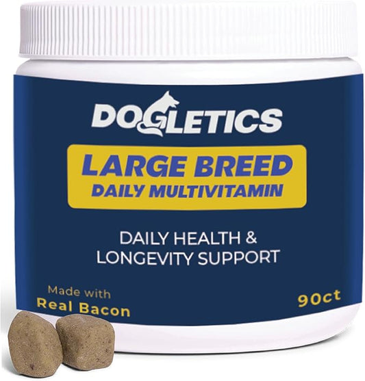 Large Breed Daily Multivitamin - Formulated for Large Dogs & Their Unique Health Needs, 90ct Delicious Bacon Flavor Dogletics