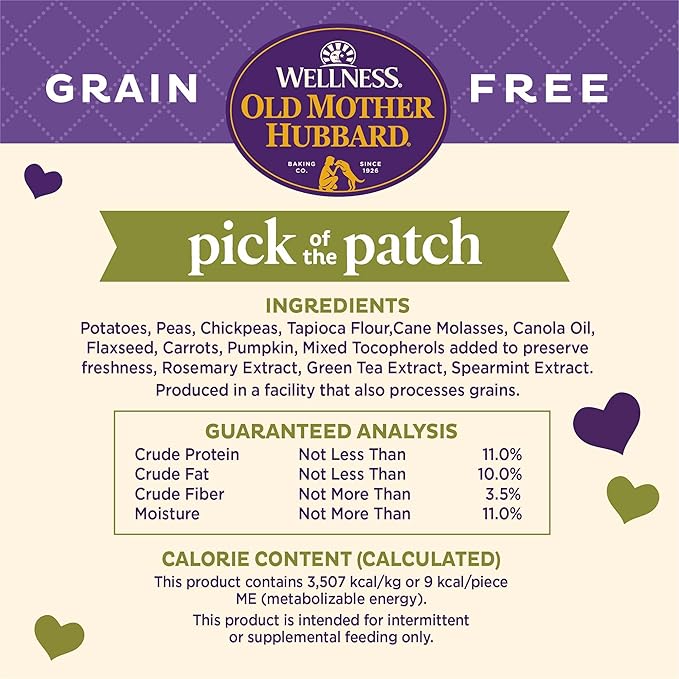 Wellness Old Mother Hubbard Pick of the Patch Grain Free Natural Dog Treats, Crunchy Oven-Baked Biscuits, Ideal for Training, Mini Size, 16 ounce bag - PAWPICO
