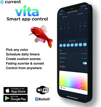 CURRENT USA ColorPlus Smart LED Aquarium Light 36 inch with App and Voice Control by Alexa & Google Home | Extra Vivid Colors for Freshwater Aquarium Fish Tank and Terrariums| Aluminum (36" to 48") Current+USA
