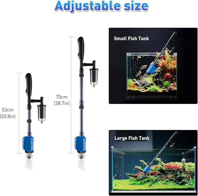 Aquarium Vacuum Gravel Cleaner, 6 in 1 Fish Tank Cleaning Kit,32W Automatic Aquarium Vacuum Gravel Cleaner Set for Change Water Wash Sand Water Filter and Water Circulation HEKIWAY