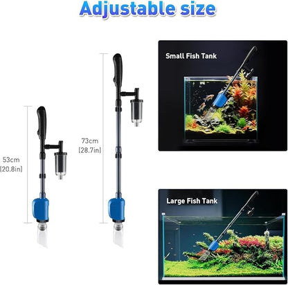 Aquarium Vacuum Gravel Cleaner, 6 in 1 Fish Tank Cleaning Kit,32W Automatic Aquarium Vacuum Gravel Cleaner Set for Change Water Wash Sand Water Filter and Water Circulation HEKIWAY