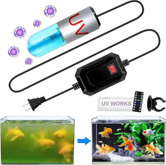 Aquarium Clean Light，3 W Mini &13W Submersible Light with UV Test Card,Aquarium Water Clean Green Clear Waterproof Clean Lamp for Pond,Swimming Pool,Indoor (3W Mini) AquariumPetsFishMonopoly