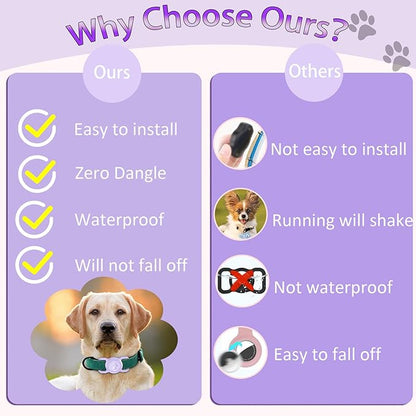 SANKALA Airtag Dog Collar Holder, [1 Pack] Waterproof Airtag Collar Holder for Dog, Silicone Full Body Covered Anti-Lost Protective Apple Airtag Case for Pet Collar - Fits All Width Collars, Purple SANKALA