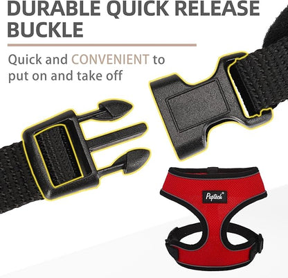 PUPTECK Soft Mesh Dog Harness and Leash Set Pet Puppy Cat Comfort Padded Vest No Pull Harnesses, Solid Red, M PUPTECK