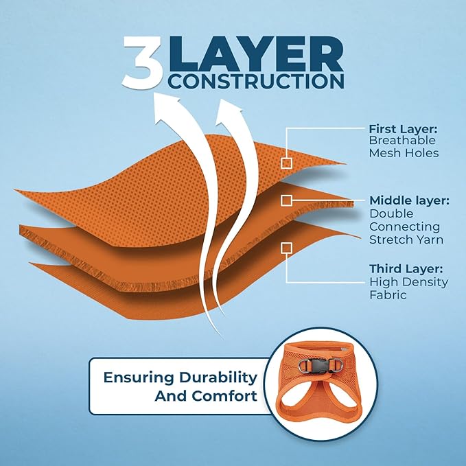 Voyager Step-in Air Dog Harness - All Weather Mesh, Reflective, No Pull Harness for Small, Medium Dogs, Cats - Secure with Hook & Loop Fastener, Buckle, Double D-Rings - Orange, XL BestPetSuppliesLLC