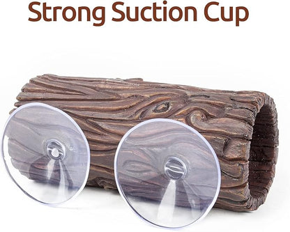 REPTIZOO Reptile Hide Cave Resin Hollow Tree Trunk Hideout Hermit Crab Climbing Toys Reptile Shelter Sleeping Cave for Arboreal Reptiles, Hermit Crabs, Leopard Gecko, Lizard Terrarium Decor REPTIZOO