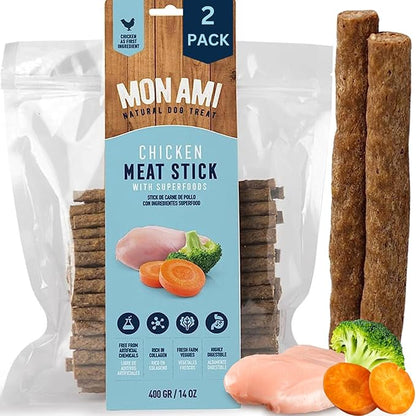 Mon Ami Chicken Meat Sticks for Dogs with Farm Fresh Vegetables (28 Oz) – Human Grade Dog Treats with Superfoods - Training Treats for Dogs - Healthy Dog Treats for Small, Medium and Large Dogs - PAWPICO