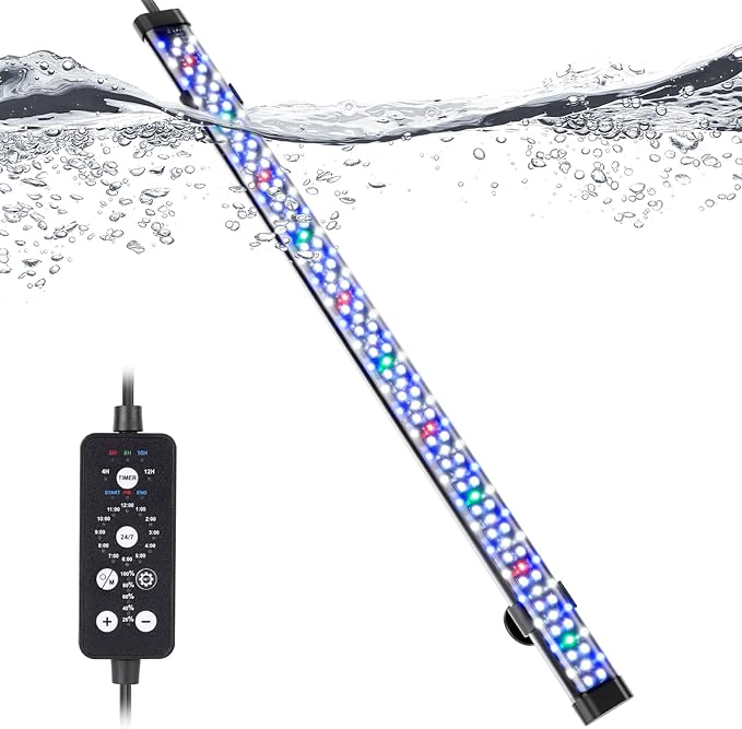 hygger Submersible LED Aquarium Light, 21W 23 in 24/7 Mode Fish Tank Light with 5 Rows Beads, withTimer 9 Colors and Adjustable Brightness, Full Spectrum IP68 Waterproof Light for Fish Tank 24-43 inch hygger