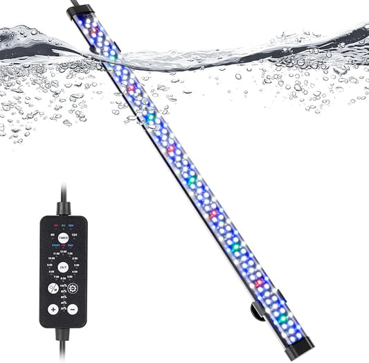 hygger Submersible LED Aquarium Light, 21W 23 in 24/7 Mode Fish Tank Light with 5 Rows Beads, withTimer 9 Colors and Adjustable Brightness, Full Spectrum IP68 Waterproof Light for Fish Tank 24-43 inch hygger