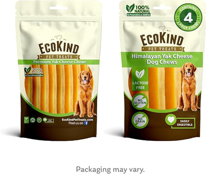 EcoKind Premium Gold Yak Cheese Himalayan Dog Chews, Dog Treats Large Breed, All Natural, High Protein, for Aggressive Chewers, Large - 4 Chews (1 lb) - PAWPICO