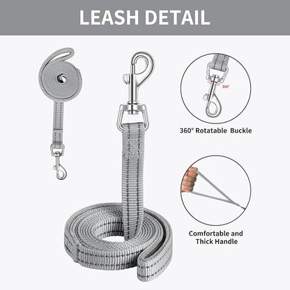 AMTOR Small Dog Harness with Leash Set, No Escape Easy Walk Puppy Harnesses for Training Walking, Step-in Reflective Soft Dogs Vest for XS S Medium Extra-Small Large Sized Dog(Grey) AMTOR